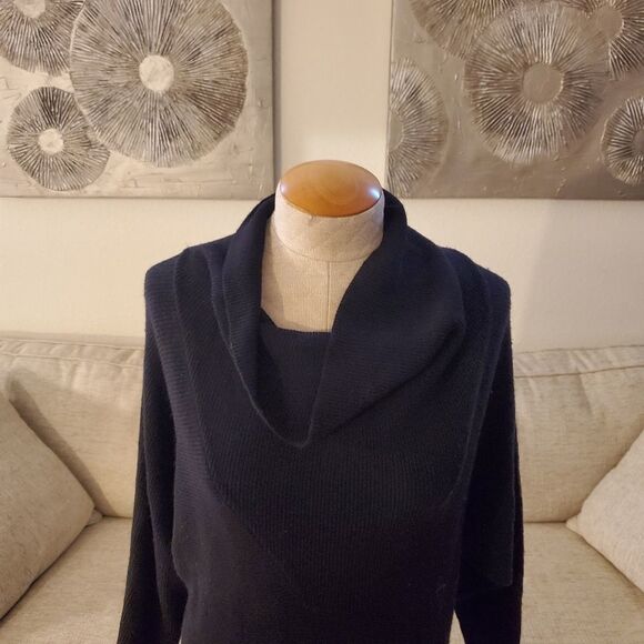 Splendid Cowl Neck Sweater Dress in Black - Picture 3 of 10